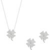 Four Leaf Clover Sterling Silver Necklace and Earring Set - White buy online shopping cheap sale