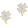 Four Leaf Clover Sterling Silver Stud Earring - White buy online shopping cheap sale