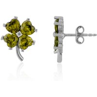 Four Leaf Clover Sterling Silver Stud Earrings – Mystic Green