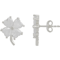 Four Leaf Clover Sterling Silver Stud Earrings