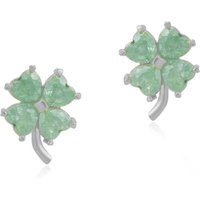 Four Leaves Clover Sterling Silver Stud Earring – Green