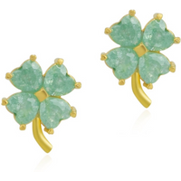 Four Leaves Clover Sterling Silver Stud Earring – Green