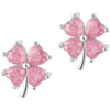 Four Leaves Clover Sterling Silver Stud Earring – Pink