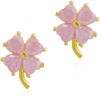 Four Leaves Clover Sterling Silver Stud Earring – Pink