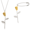 Gold Color Rose Sterling Silver Necklace and Safety Pin Earring Set buy online shopping cheap sale