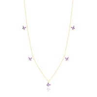 Gold Plated Purple Butterfly Sterling Silver Necklace