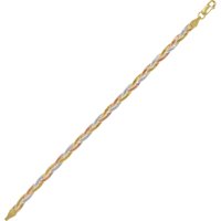 Gold Rose Gold and Silver Spiral Sterling Silver Flat Bracelet