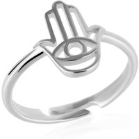 Hamsa Hand Adjustable Ring in Sterling Silver