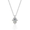 Hamsa Hand Necklace Sterling Silver With Blue Stone buy online shopping cheap sale