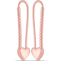 Heart Beaded Safety Pin Sterling Silver Earring