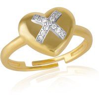 Heart X Adjustable Sterling Silver Ring