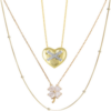 Heart X Italian Beaded White Clover Sterling Silver Stacking Necklace Set buy online shopping cheap sale