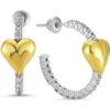 Hoop Heart Pave Sterling Silver Earring buy online shopping cheap sale