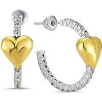 Hoop Heart Pave Sterling Silver Earring