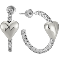 Hoop Heart Pave Sterling Silver Earring