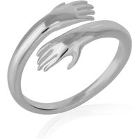 Hug Ring With Hands Sterling Silver and Gold Plated