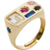 Kaleidoscope Gemstone Multicolor Rectangular Sterling Silver Adjustable Ring buy online shopping cheap sale