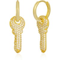 Key Gold Color Hoop Sterling Silver Earring
