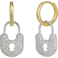 Lock Gold Color Hoop Sterling Silver Earring
