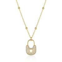 Lock Pendant Necklace With Beaded Chain Sterling Silver