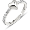 Love Heart Zirconia Half Round Adjustable Sterling Silver Ring buy online shopping cheap sale