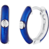 Midnight Blue Enamelled Jewelled Sterling Silver Hoops