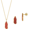 Molten Coral and Amber Sterling Silver Gold Plated Earring and Necklace Set buy online shopping cheap sale