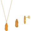 Molten Coral and Amber Sterling Silver Gold Plated Earring and Necklace Set buy online shopping cheap sale