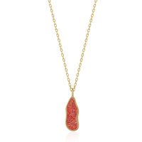 Molten Coral and Amber Sterling Silver Gold Plated Pendant Necklace