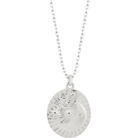 Moon Embossed Silhouette Sterling Silver Medal Necklace