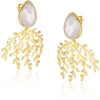Mother Of Pearl Olive Branch Sterling Silver Earring
