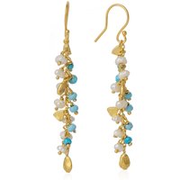 Multiple Baroque Pearl Drop Sterling Silver Earring Pink Quarts Labradorite and Turquoise