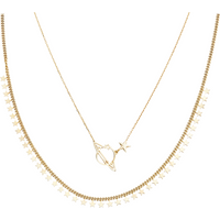 Multiple Star Sterling Silver Station and Saturn Necklace Set