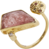 Natural Double Circle Tourmaline Sterling Silver Gold Plated Ring buy online shopping cheap sale