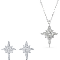 Northern Star Polaris Sterling Silver Necklace and Stud Earring Set