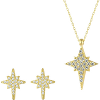 Northern Star Polaris Sterling Silver Necklace and Stud Earring Set