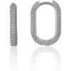 Pave Rectangular Sterling Silver Oval Hoop Earring buy online shopping cheap sale