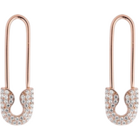 Pave Safety Pin Earring Jewelled Sterling Silver