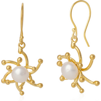 Pearl Sun 2 Way Molten Dripping Sunburst Sterling Silver Drop Earring