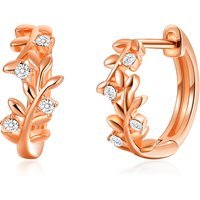 Rose Gold Plated Leaf Hoop Earrings Created with Zircondia® Crystals