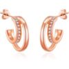 Rose Gold Plated Open Double Hoop Earrings Created With Zircondia® Crystals buy online shopping cheap sale