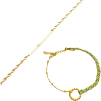 Semi Twisted and Handmade Braided Sterling Silver Bracelet Set