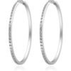 Silver Plated 50mm Hoop Earrings Created with Zircondia® Crystals buy online shopping cheap sale