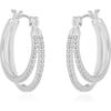 Silver Plated Double Hoop Earrings Created with Zircondia® Crystals buy online shopping cheap sale