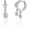 Star Sterling Silver Eardrop Hoop Earring