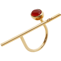 Sterling Silver Bar Circle Natural Stone Ring