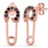 Sterling Silver Black Jewelled Mini Safety Pin Stud Earring buy online shopping cheap sale