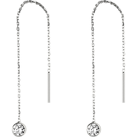 Sterling Silver Chain Solitaire Earring