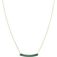 Sterling Silver Concave Bar Necklace – Green