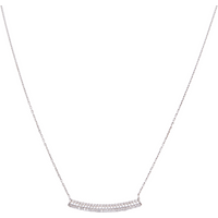 Sterling Silver Concave Bar Necklace – White